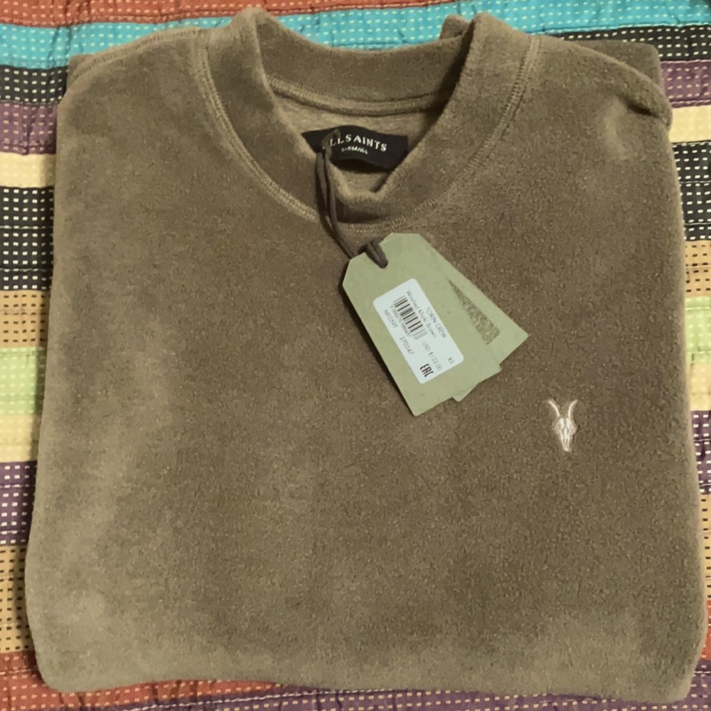 NWT ALL SAINTS Khaki Brown Crew Sweater